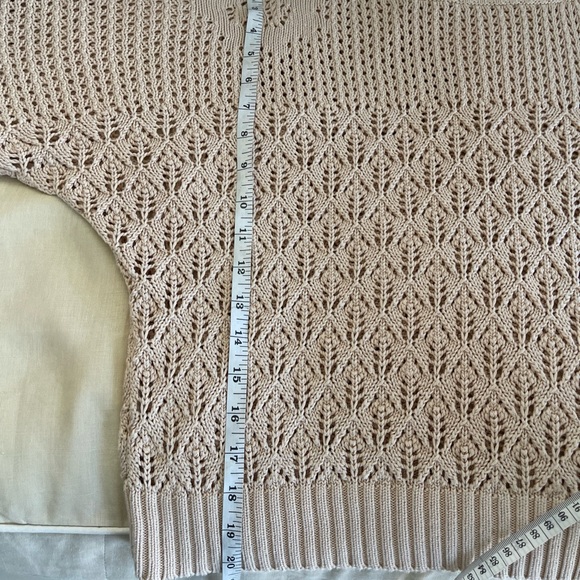Forever 21 XXI Tan Open Knit Pointelle Cotton Blend Sweater S - Picture 6 of 6
